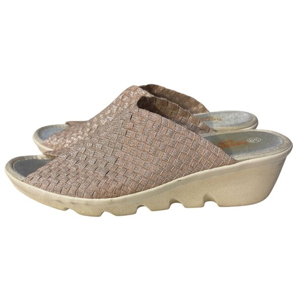 Bernie Mev Womens Peep Toe Wedge Slip-On Shoes Size 8 Pink - Picture 1 of 7